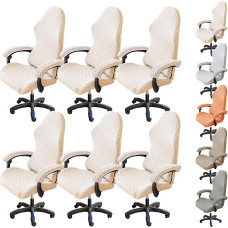 ouxei Dicke, Dehnbare Bürostuhlbezüge, 1-6er-Set – rutschfeste Schoner Für Schreibtisch-/Gaming-Sessel Und Haustiere(Beige 6pcs)