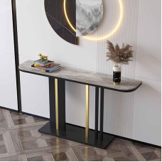 Narrow Console Table, Sofa Table, Narrow Long, Table Behind the Couch, Modern Entrance Tables, Small Side Table, Accent Table for Living Room, Hallway, Entrance, Foyer, Black Grey, 100 x 30 x 80 cm