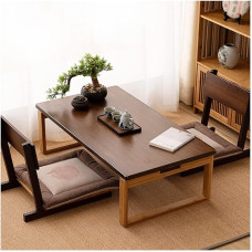 Faltbarer Tisch, multifunktionaler Couchtisch, stabiler Schreibtisch, einfach zu verstauen, perfekt für Teestube, Outdoor, Balkon, Wohnzimmer (Holzfarbe + Braun, Größe: 100 x 55 x 31 cm)