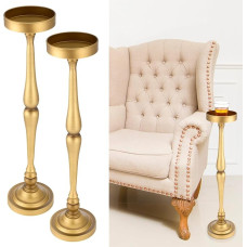 CroBlissful Martini Drinks Table for Small Spaces, Bedside Table, Living Room, Bedroom, Small Cocktail Table, Drink Stand, Side Table, Vintage Metal Decoration, 14 x 14 x 65 cm, Gold