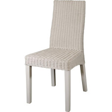 korb.outlet Modern Natural Rattan Dining Chair on Sturdy Wooden Frame White