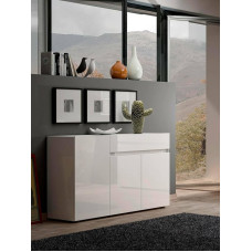 Dmora - Brits Chest of Drawers, Living Room Buffet, Living Room Sideboard, Modern Kitchen Pantry, Made in Italy, 135 x 38 x 79 cm, Glossy White