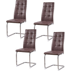 HTI-Living Ginny Vintage Swing Chairs Set of 4 Cantilever Dining Room Chairs Antique Brown