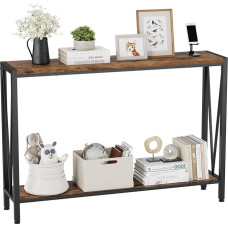 2-Tier Console Table, Narrow Sofa Table with Shelf, 110 x 25 x 76 cm, Metal Shelf, Hallway Table, Side Table, Narrow Shelf, Narrow Entrance Table for Hallway, Living Room, Bedroom, Office, Corridor