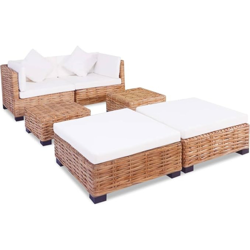 KLYEON Sofa Set 16-Piece Natural Rattan, Cosy Corner Set Made of Rattan, Perfect Retreat for Living Room and Conservatory, Living Room, Sofas