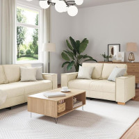 EMYRLXQW 2 Piece Sofa Set with Cushions in Linen