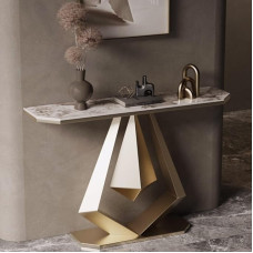 YVYKFZD Stilvoller Konsolentisch, schmaler Beistelltisch, industrielle hinter Sofatisch Flurtisch, Eingangstisch Akzenttische mit Metallrahmen, für Eingangsbereich(Gold B,120cm/47.2