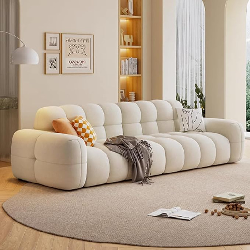 Bubble Cloud Sofa Cosy 2-Seater Deep Seating Elegant Marshmallow Couch for Living Room Flat Bedroom White 2-2 m Modern Design Comfortable Furniture