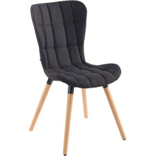 CLP Odda Dining Room Chair with Fabric Cover, Recliner Chair with Quilted Seat, Upholstered Chair with Beech Wood Frame, Colour: Black, Frame Colour: Natura
