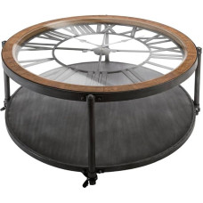 Atmosphera Chrono Coffee Table Metal and Wood D 90 cm Black