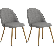 HOMCOM Pack of 2 Dining Room Chairs, Linen Fabric, Upholstered Kitchen Chairs with Steel Legs, for Living Room, Bedroom, Load 120 kg, 50 x 52 x 83 cm, Grey