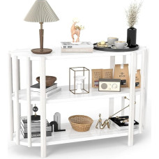 Riuulity 3-Tier End Table, Oval Modern Stylish Sofa Table for Living Room, with 110 x 38 x 75 cm Size, MDF Material, Unique Design Style that Offers a Fashionable Feel (White)