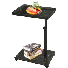 Simcat C Table Side Table Height Adjustable, C-shaped Side Table with Wheels, 360° Rotating TV Tray, Sofa Side Tables for Small Spaces/Living Room/Bedroom/Bathtub/Hospital