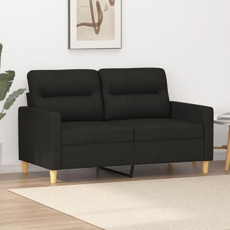 CIADAZ 359231 2-Seater Sofa Black 120 cm Fabric, Sofas & Couches, Sofa Living Room, Sofa for Teenager's Room, Relax Sofa, Sofa for Bedroom, Upholstered Sofa