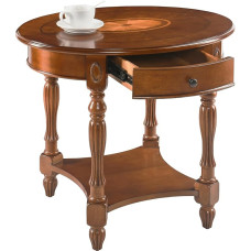 LEEMTORIG Oval Round Side Table 2-Tier Solid Wood Side Table with Drawer Victorian Vintage Bedside Table for Bedroom Living Room Hallway 28