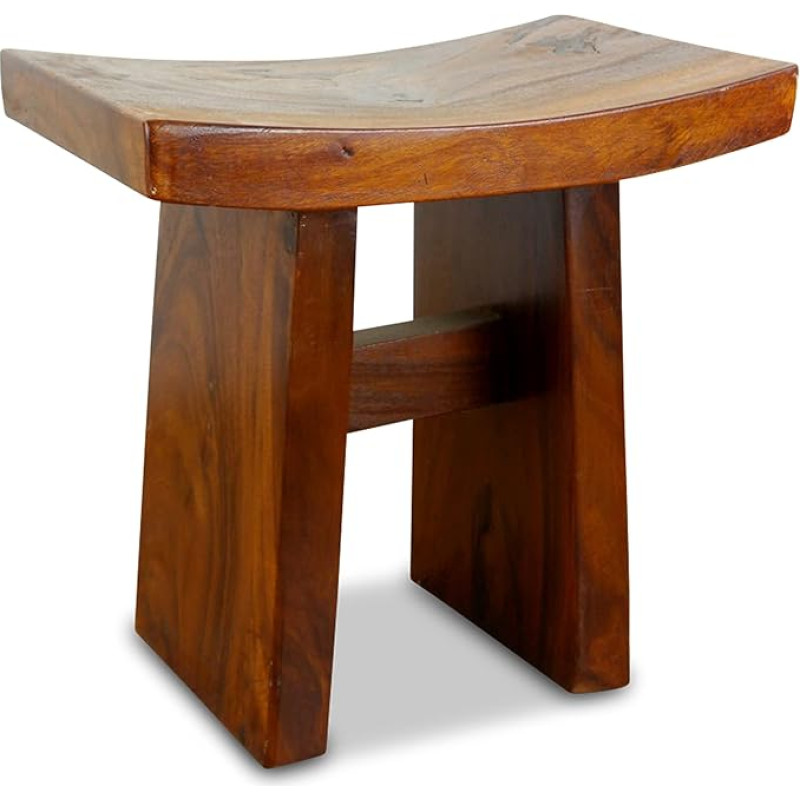 Bali Solid Wood Stool Made of Teak Wood Curved Stool Made of Solid Wood Stool from Asia Wohnstudio Flower Pedestal Solid Wood Stool