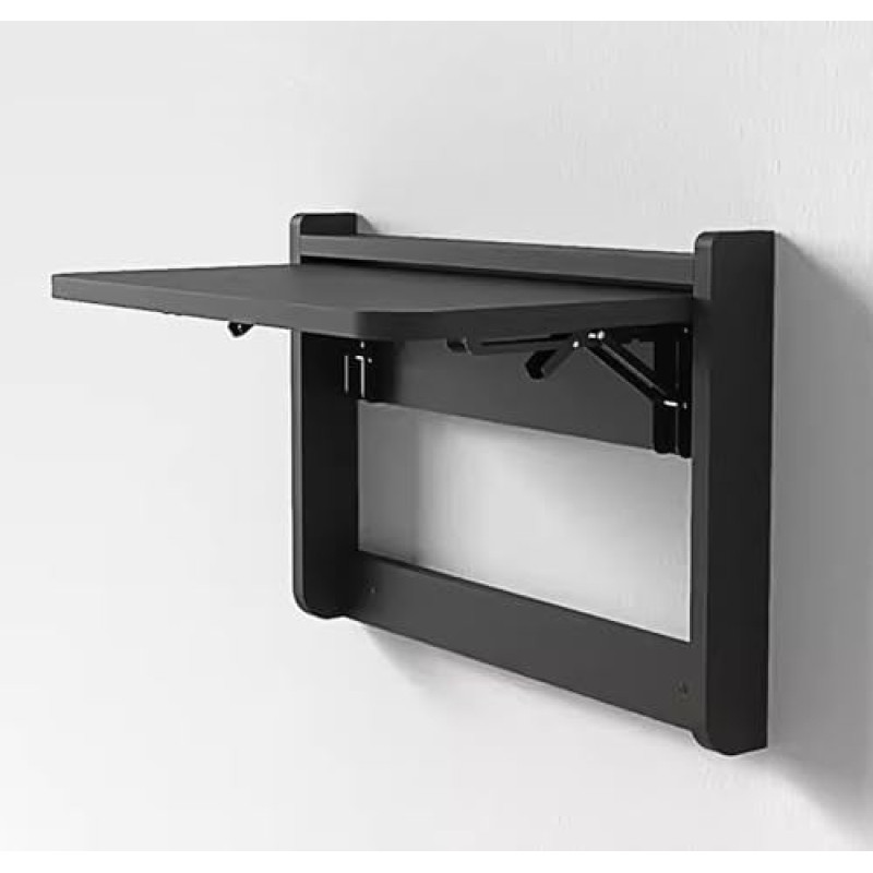 Faltbarer Wandtisch, wandmontierter Schreibtisch, platzsparend, funktionaler Arbeitsplatz für Zuhause, Büro, Waschküche, Küche und Esszimmer (Farbe: Schwarz, Größe: 63 x 47 cm)