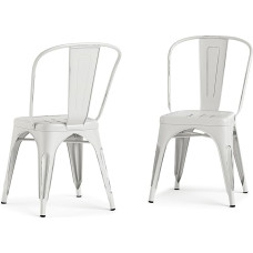 SIMPLIHOME Fletcher Industrial Metal Dining Chairs (Set of 2) in Distressed Look, Fully Assembled for Dining Room