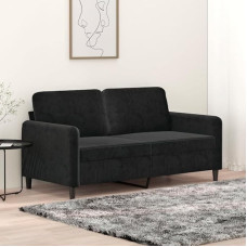 CIADAZ 359447 2-Seater Sofa, Black, 140 cm, Velvet, Lounge Sofa, Sofas & Couches, Relax Sofa, Couch for Living Room, Couch with - 359447