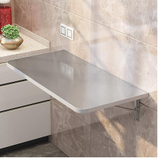 ZDFTGKM Klappbarer Computertisch, Wandmontierter Bodentisch, Verstellbarer Küchen-Esstisch/Kindertisch aus Edelstahl, Arbeitstisch für Büro und Zuhause