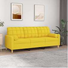 CIADAZ 3-Sitzer-Sofa mit Zierkissen Hellgelb 180 cm Stoff, Sofas & Couches, Sofa Wohnzimmer, Sofa Für Jugendzimmer, Relaxsofa, Sofa Für Schlafzimmer, Polstersofa 3200795