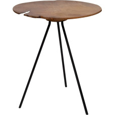 Brillibrum Design Teak Side Table Tripod Table Top Made of Teak Flower Stool Coffee Table Solid Dark Coffee Table 39.5 cm Diameter (Extraordinary)