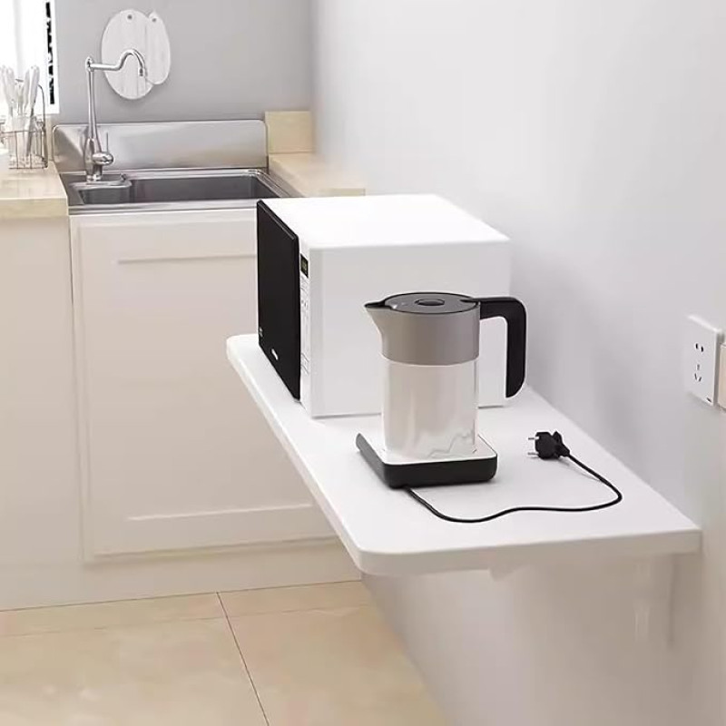 Wall Mounted Folding Desk, Space Saving Wooden Kitchen Table, Versatile Wall Mounted Workbench, Includes Accessories for Laundry, Home Office and Kitchen (Size: L 60 x W 40 cm)