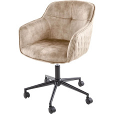 Riess Ambiente Euphoria Height-Adjustable Design Office Chair Champagne Greige Velvet Rotatable Decorative Quilting