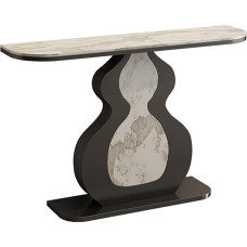 Marble Console Table, Narrow Console Table, Metal Console Table, Small Exhibition Table, Simple Living Room Sofa Table, for Living Room, Bedroom, Entrance Hall, Hallway (Black B, 100 x 80 cm/39.4 x 31