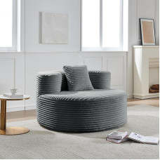 Funnihomi Single Sofa Corduroy Fabric Comfortable Decompressible Single Chair Portable Small Room Sofa for Bedroom Apartment Office Small House Grey