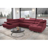 Friderik Galaxy Max II U-Shape Corner Sofa with Sleep Function & Bed Boxes - Gemma Fabric, Adjustable Headrests & Armrest (Burgundy, Left)