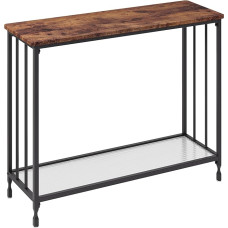 PortoAlegre Narrow Console Table, Shelves, Sofa Table, Hallway, Entrance, Living Room, Bedroom and Office, Vintage Brown and Black, 85 x 30 x 81 cm