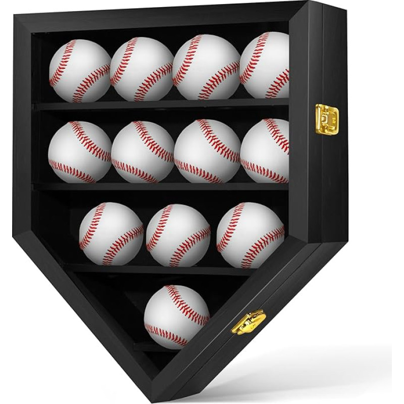 GYaozii Baseball Display Case Large Baseball Holder Shadow Box for 12 Baseball Display HD Acrylic Front UV Protection Wooden Frame for Collecting Signed Balls Exquisite Souvenirs