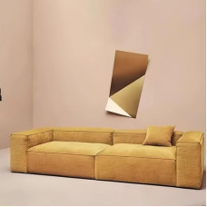 BEDOIN Modular Sectional Sofa L Shape Upholstered Cloud Couch with Deep Seat Upholstered Sofas for Living Room Bedroom No Assembly Required, Yellow, 220 x 100 x 75 cm