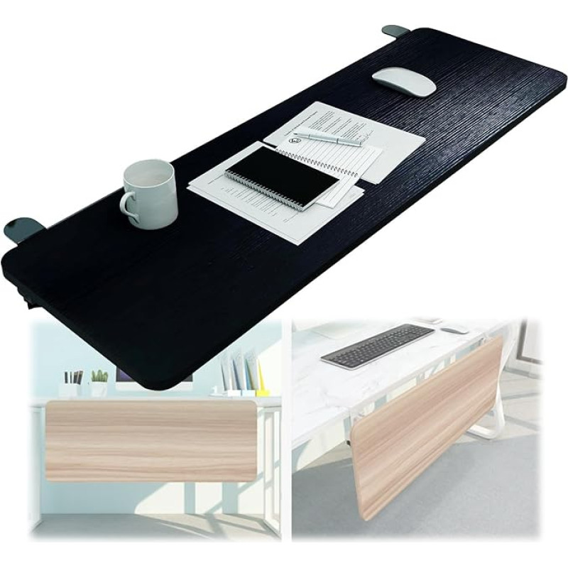 90° verstellbare Tastaturablage 55 65 75 x 25 cm Holz-Schreibtischverlängerung mit C-Klemme ohne Bohren perfekt zum Tippen und Spielen Ergonomisches Design