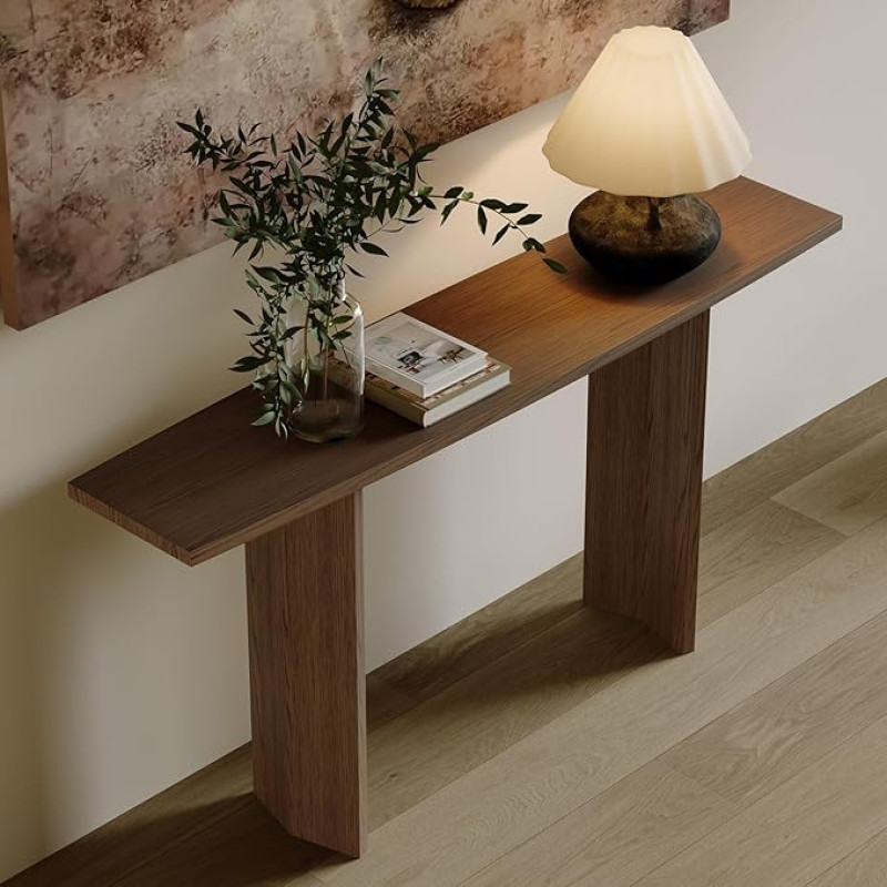 ZIGTUEI Console Table, Entrance Area Decorative Table, Modern Side Table, Living Room Storage Table, Sofa Table, for Living Room, Hallyway, Entrance (Brown, 100 x 75 cm/39.4 x 29.5 inches)