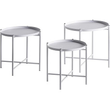 Lastdeco Coffee Table | Set of 3 Iron Side Tables | White