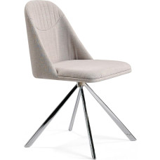 Angel Cerdá Grey Fabric Dining Chair with Chrome Plated Steel Legs, Modern and Enclosing Design, 360° Swivel System, Comfort and Elegance for Living Room and Dining Room, 47 x 56 x 82 cm