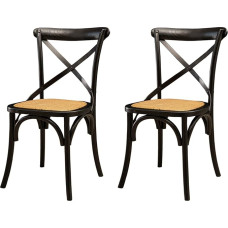 Biscottini 2 Dining Room Chairs Wooden Country House Style Furniture 84 x 42 x 46 cm - Kitchen Chairs Wood - Rattan Chairs Dining Room Furniture Vintage - Bistrot Rattan Chair - Retro Kitchen