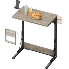 Tatub Folding TV Tray, 24 Inch Collapsible, C-shaped Side Table for Couch, TV Dining Tray with Cup Holder, Small Sofa Side Laptop Desk for Living Room, Bedroom