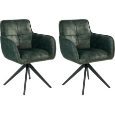 Home4You Dining Room Chairs, Set of 2, Green, Black, Metal Frame, Velvet, Rotatable, Kitchen Chair, Living Room Chair, Swivel Chair, Upholstered Chair