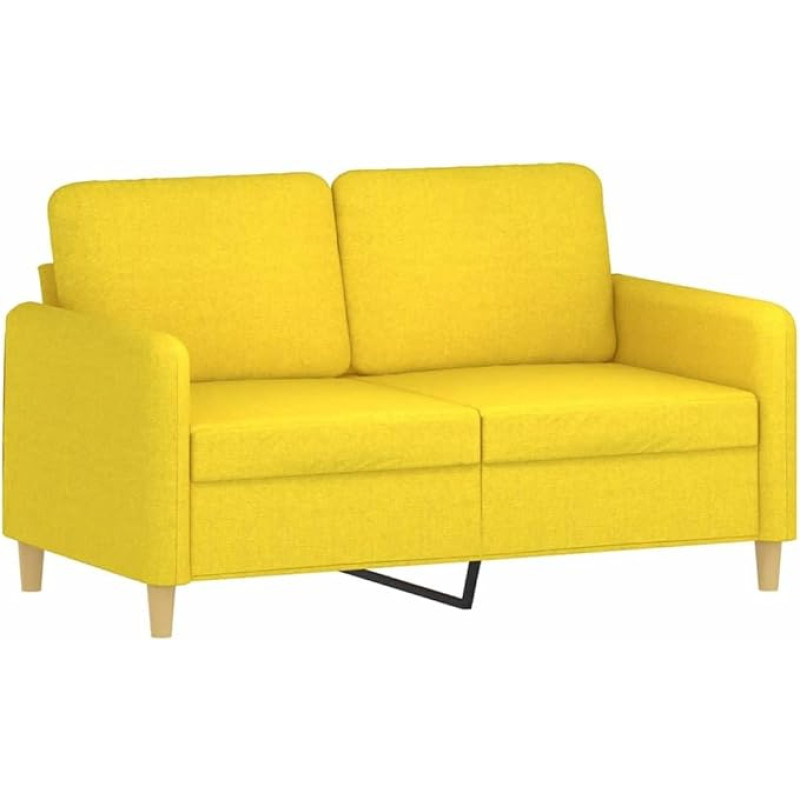 vidaXL Sofa 2-Seater, Lounge Sofa Couch with Armrests Back Cushion, Living Room Sofa Design Sofa with Metal Frame, Seating Furniture Two Seater, Light Yellow Fabric
