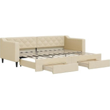 vidaXL Day Bed, Sofa Bed Extendable with Drawers, Guest Bed, Sofa Bed for Bedroom, Living Room, Sofa Extendable Bed, Cream 80 x 200 cm Fabric