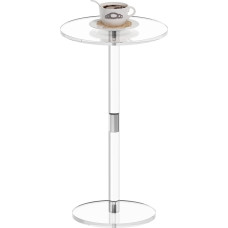 HMYHUM Acrylic Drinks Table for Small Spaces, 30cm L x 30cm W x 54cm H, Clear Standing Side Table for Living Room, Round, Easy Assembly