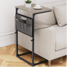 Vagusicc C Shape Side Table 84cm Tall Side Table for Couch Height Adjustable Small Coffee Side Table for Small Spaces Side Tables for Living Room Extendable Under Sofa