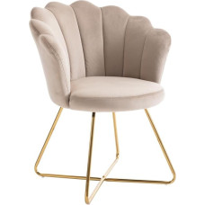 Vente-unique -Fiori II Velvet & Metal Chair - Beige & Gold