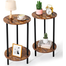 Small Round Side Table, Black Side Table for Bedroom, Bedside Table Set 2, Modern Accent, Round Coffee Table Living Room, Sofa Side Table for Narrow and Small Space, Easy to Use