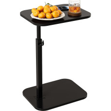 YFGNOEMI C-Shaped Side Table Height Adjustable Coffee Side Table Horizontal 360° Rotatable Small Sofa Side Table Extendable Coffee Table with Metal Frame for Bathtub, Living Room &