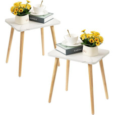 FORAOFUR Set of 2 Side Tables, Modern Wooden Side Table for Living Room, Bedroom
