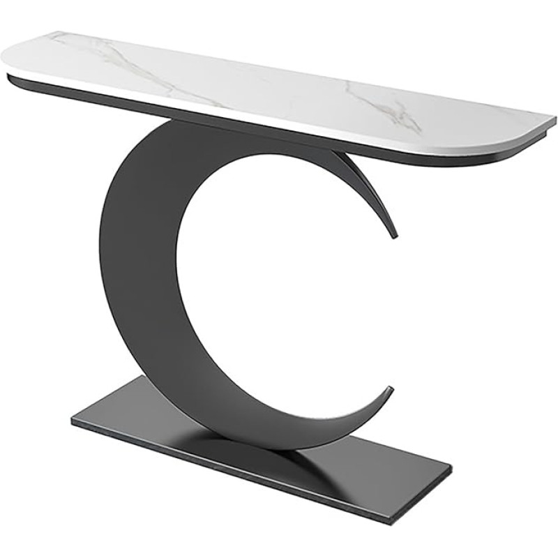 zxhrybh Console Table, Modern Abstract Sideboard, Narrow in Crescent Shape, Sofa Table with Metal Base, for Living Room, Hallway, Foyer, Hallway Table (Black, 31.4 inches/80 cm)